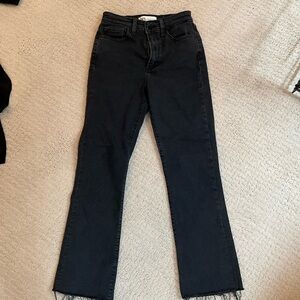 Zara black flare raw hem jeans